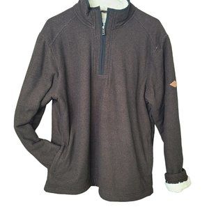 Orvis Sweater Men Sz MED 1/4 Zip Brown Waffle Knit Sherpa Lined Pullover